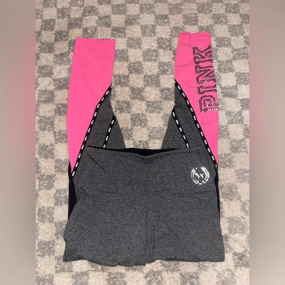 Victorias Secret PINK Yoga Pink and Gray Leggings - Picture 1 of 5